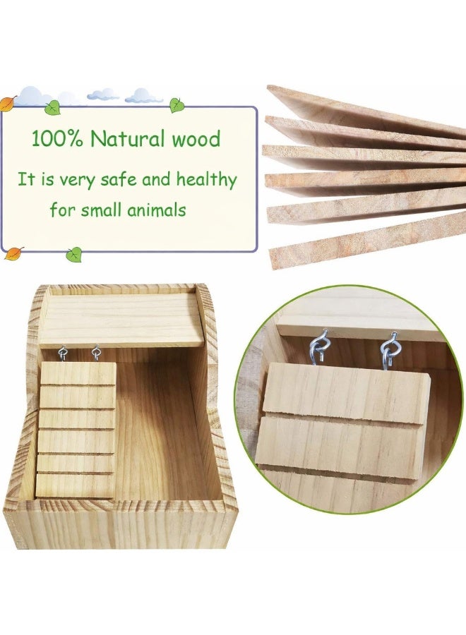 Sand Bath Box for Hamsters, Removable Wooden Digging Sand Container with Climbing Ladder, Large Dust Bath & Play Sandbox for Small Animals, Mice, Gerbils & Hedgehogs - Image 3